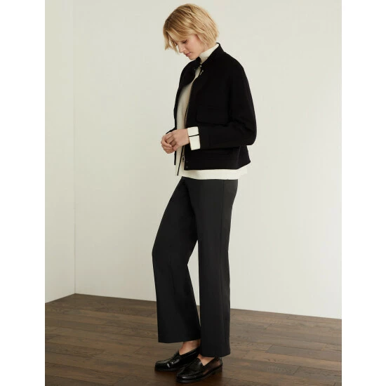 JAEGER Wool Blend Straight Leg Trousers Women Navy 3 JAEGER Wool Blend Straight Leg Trousers Women Navy - Image 3