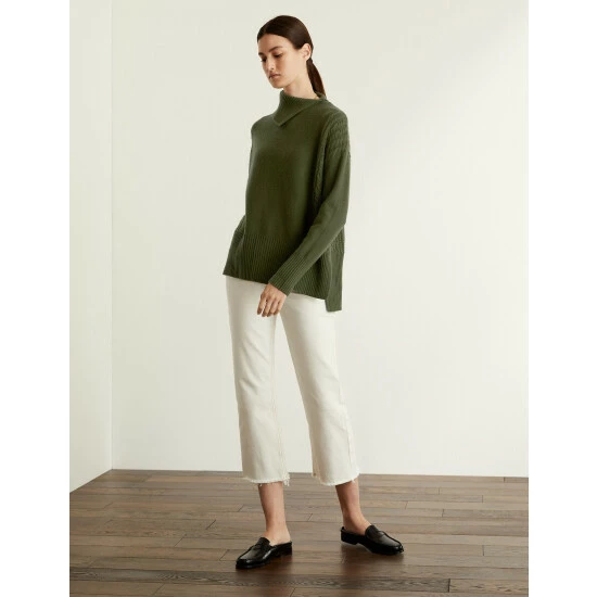 JAEGER Wool Rich Funnel Neck Relaxed Jumper Women Fern Green 9 JAEGER Wool Rich Funnel Neck Relaxed Jumper Women Fern Green - Image 9