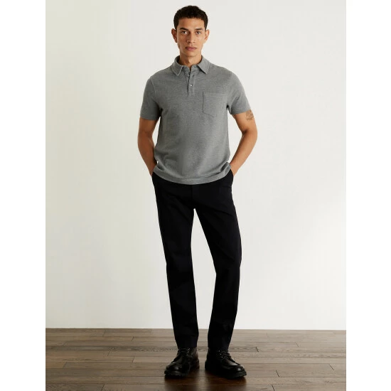 JAEGER Pure Cotton Pique Polo Shirt Men Green 3 JAEGER Pure Cotton Pique Polo Shirt Men Green - Image 3