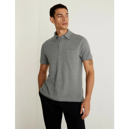 JAEGER Pure Cotton Pique Polo Shirt Men Green 4 JAEGER Pure Cotton Pique Polo Shirt Men Green - Image 4