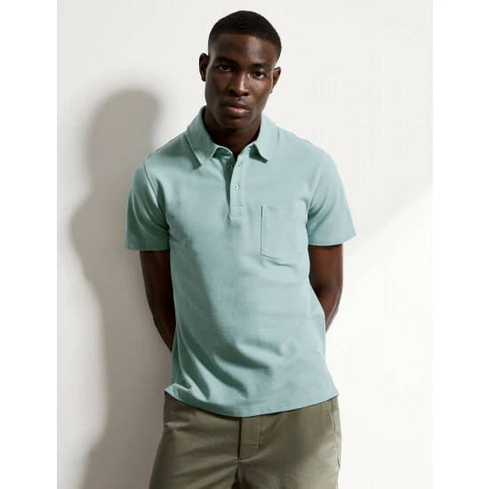 JAEGER Pure Cotton Pique Polo Shirt Men Green 9 JAEGER Pure Cotton Pique Polo Shirt Men Green - Image 9