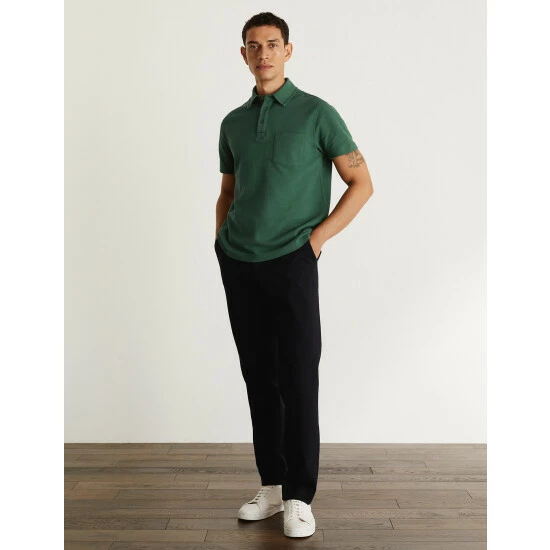 JAEGER Pure Cotton Pique Polo Shirt Men Green 11 JAEGER Pure Cotton Pique Polo Shirt Men Green - Image 11