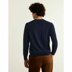 JAEGER Pure Extra Fine Merino Wool Crew Neck Jumper Men Navy -JAEGER Shop unnamed file 1017