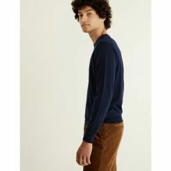 JAEGER Pure Extra Fine Merino Wool Crew Neck Jumper Men Navy -JAEGER Shop unnamed file 1019