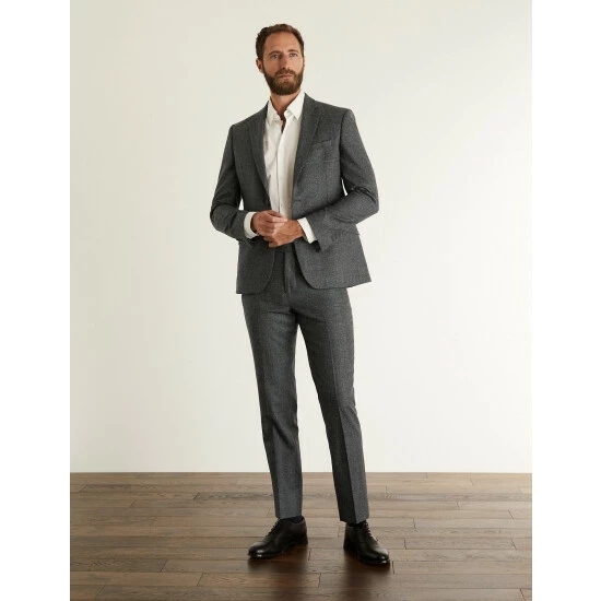 JAEGER Slim Fit Wool Flannel Puppytooth Jacket Men Charcoal Mix 3 JAEGER Slim Fit Wool Flannel Puppytooth Jacket Men Charcoal Mix - Image 3