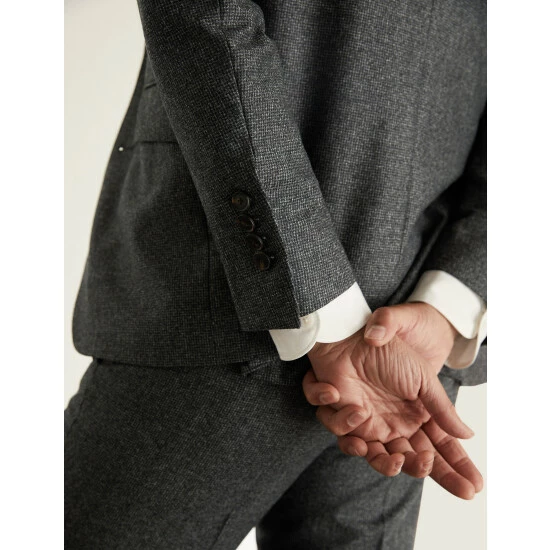 JAEGER Slim Fit Wool Flannel Puppytooth Jacket Men Charcoal Mix 4 JAEGER Slim Fit Wool Flannel Puppytooth Jacket Men Charcoal Mix - Image 4