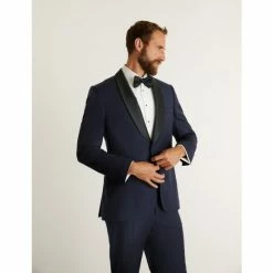 JAEGER Tailored Fit Pure Wool Shawl Tuxedo Jacket Men Navy -JAEGER Shop unnamed file 1043