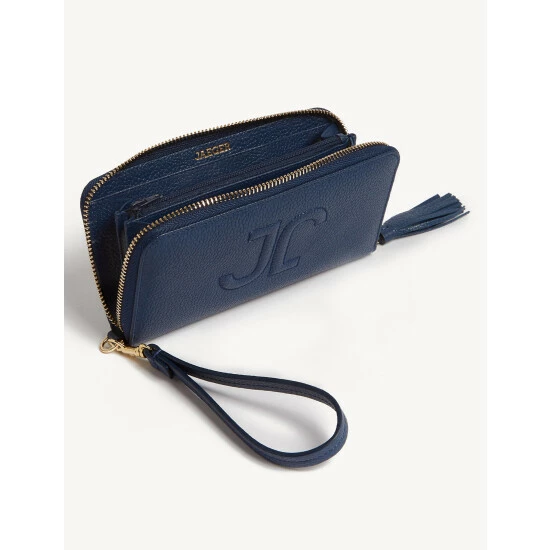 JAEGER Leather Zip Around Purse Women Black 2 JAEGER Leather Zip Around Purse Women Black - Image 2