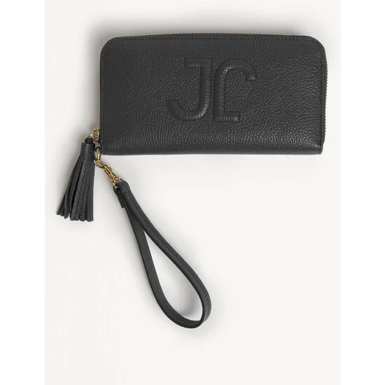 JAEGER Leather Zip Around Purse Women Black 5 JAEGER Leather Zip Around Purse Women Black - Image 5