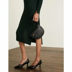 JAEGER Leather Zip Detail Clutch Bag Women Black