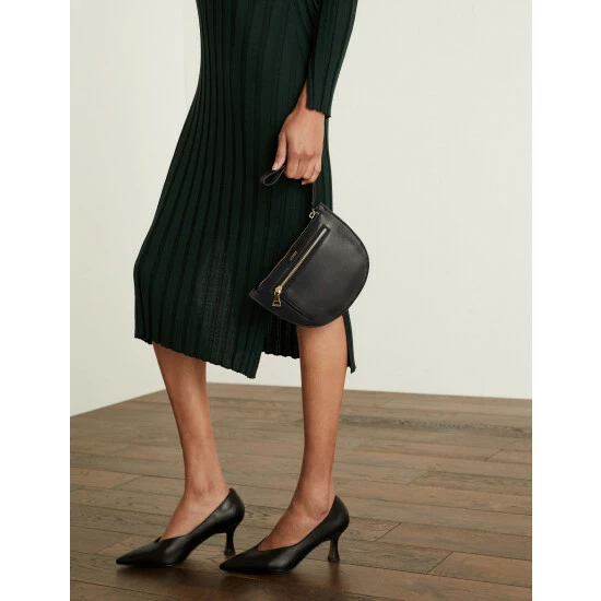 JAEGER Leather Zip Detail Clutch Bag Women Black 1 JAEGER Leather Zip Detail Clutch Bag Women Black