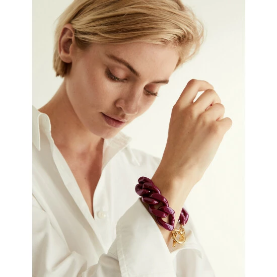 JAEGER Resin Chain Bracelet Women Dark Pink 3 JAEGER Resin Chain Bracelet Women Dark Pink - Image 3