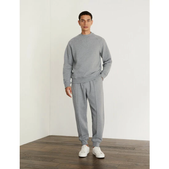 JAEGER Cotton With Wool Blend Crew Neck Sweater Men Navy 2 JAEGER Cotton With Wool Blend Crew Neck Sweater Men Navy - Image 2