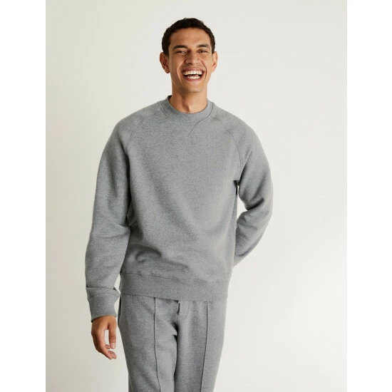 JAEGER Cotton With Wool Blend Crew Neck Sweater Men Navy 8 JAEGER Cotton With Wool Blend Crew Neck Sweater Men Navy - Image 8