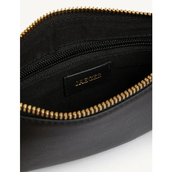 JAEGER Leather Zip Detail Clutch Bag Women Black 4 JAEGER Leather Zip Detail Clutch Bag Women Black - Image 4