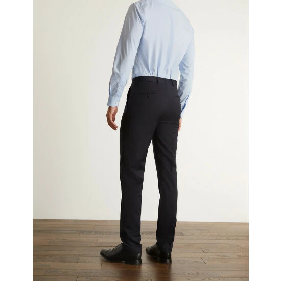 JAEGER Slim Fit Super 100s Pure Wool Trousers Men Medium Navy 4 JAEGER Slim Fit Super 100s Pure Wool Trousers Men Medium Navy - Image 4