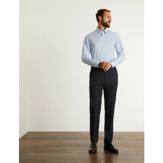 JAEGER Slim Fit Super 100s Pure Wool Trousers Men Medium Navy 5 JAEGER Slim Fit Super 100s Pure Wool Trousers Men Medium Navy - Image 5