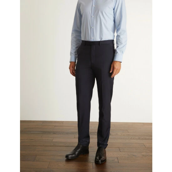 JAEGER Slim Fit Super 100s Pure Wool Trousers Men Medium Navy 7 JAEGER Slim Fit Super 100s Pure Wool Trousers Men Medium Navy - Image 7