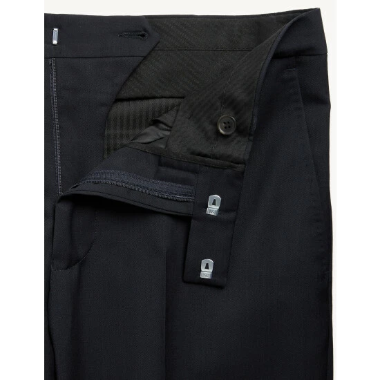 JAEGER Slim Fit Super 100s Pure Wool Trousers Men Medium Navy 9 JAEGER Slim Fit Super 100s Pure Wool Trousers Men Medium Navy - Image 9