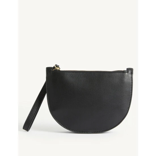 JAEGER Leather Zip Detail Clutch Bag Women Black 5 JAEGER Leather Zip Detail Clutch Bag Women Black - Image 5