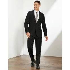 JAEGER Tailored Fit Pure Wool Twill Trousers Men Black -JAEGER Shop unnamed file 1095