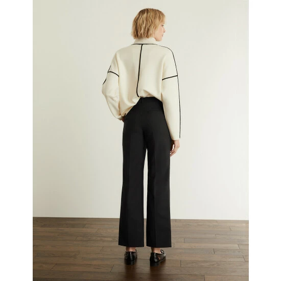 JAEGER Wool Blend Straight Leg Trousers Women Navy 4 JAEGER Wool Blend Straight Leg Trousers Women Navy - Image 4