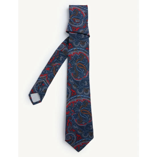 JAEGER Italian Pure Wool Paisley Tie Men Indigo Mix 1 JAEGER Italian Pure Wool Paisley Tie Men Indigo Mix