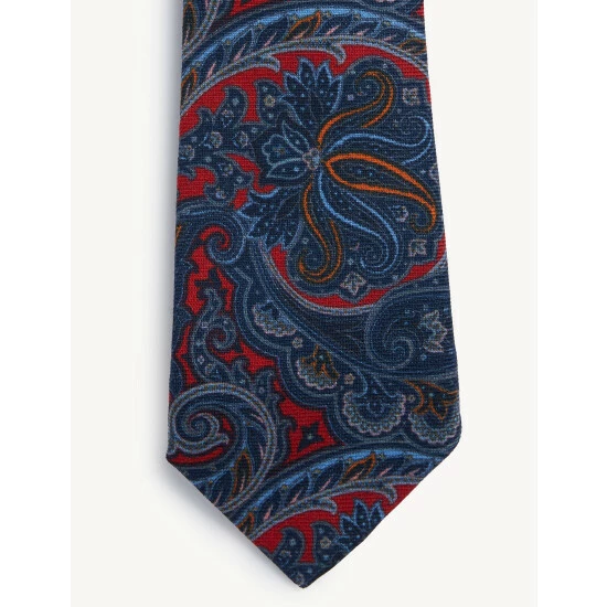 JAEGER Italian Pure Wool Paisley Tie Men Indigo Mix 2 JAEGER Italian Pure Wool Paisley Tie Men Indigo Mix - Image 2