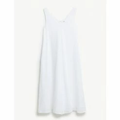 JAEGER Pure Linen V-Neck Maxi Shift Dress Women White