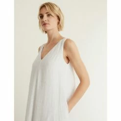 JAEGER Pure Linen V-Neck Maxi Shift Dress Women White 14 JAEGER Pure Linen V-Neck Maxi Shift Dress Women White -JAEGER Shop unnamed file 1109