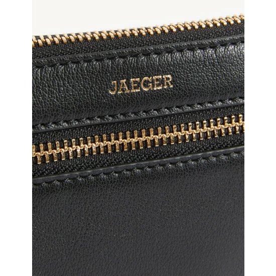 JAEGER Leather Zip Detail Clutch Bag Women Black 7 JAEGER Leather Zip Detail Clutch Bag Women Black - Image 7