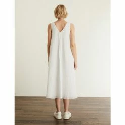 JAEGER Pure Linen V-Neck Maxi Shift Dress Women White 15 JAEGER Pure Linen V-Neck Maxi Shift Dress Women White -JAEGER Shop unnamed file 1110