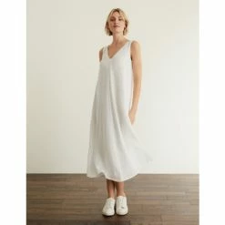 JAEGER Pure Linen V-Neck Maxi Shift Dress Women White 17 JAEGER Pure Linen V-Neck Maxi Shift Dress Women White -JAEGER Shop unnamed file 1112