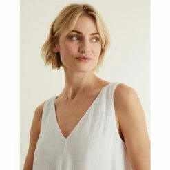 JAEGER Pure Linen V-Neck Maxi Shift Dress Women White 18 JAEGER Pure Linen V-Neck Maxi Shift Dress Women White -JAEGER Shop unnamed file 1113