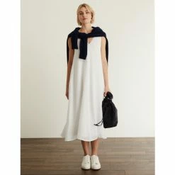 JAEGER Pure Linen V-Neck Maxi Shift Dress Women White 20 JAEGER Pure Linen V-Neck Maxi Shift Dress Women White -JAEGER Shop unnamed file 1115