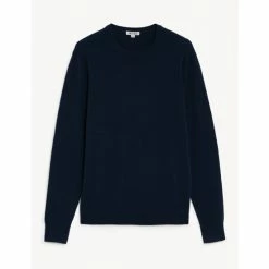 JAEGER Pure Cashmere Crew Neck Jumper Men Navy