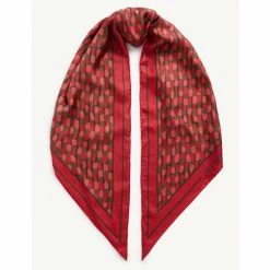 JAEGER Pure Silk Printed Square Scarf Women Pink Mix