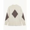 JAEGER Merino Wool Rich Argyle Funnel Neck Jumper Women Neutral
