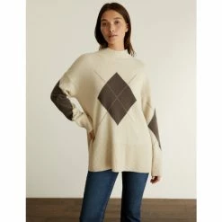 JAEGER Merino Wool Rich Argyle Funnel Neck Jumper Women Neutral 13 JAEGER Merino Wool Rich Argyle Funnel Neck Jumper Women Neutral -JAEGER Shop unnamed file 1137