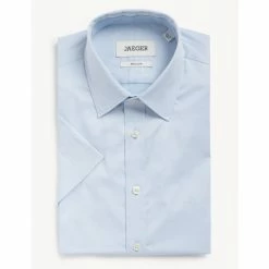 JAEGER Regular Fit Pure Cotton Twill Shirt Men Light Blue