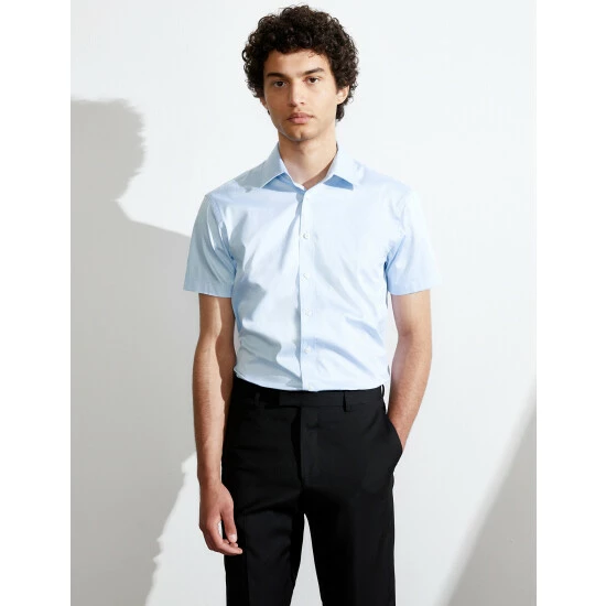 JAEGER Regular Fit Pure Cotton Twill Shirt Men Light Blue 2 JAEGER Regular Fit Pure Cotton Twill Shirt Men Light Blue - Image 2