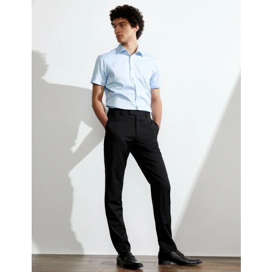 JAEGER Regular Fit Pure Cotton Twill Shirt Men Light Blue 7 JAEGER Regular Fit Pure Cotton Twill Shirt Men Light Blue - Image 7