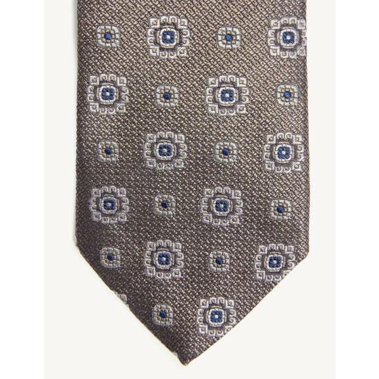 JAEGER Italian Woven Floral Pure Silk Tie Men Gold 2 JAEGER Italian Woven Floral Pure Silk Tie Men Gold - Image 2