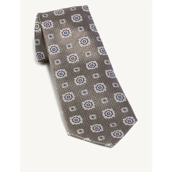 JAEGER Italian Woven Floral Pure Silk Tie Men Gold 4 JAEGER Italian Woven Floral Pure Silk Tie Men Gold - Image 4