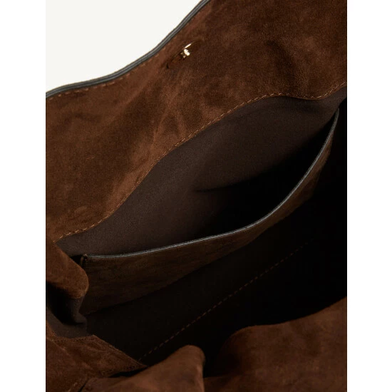JAEGER Suede Drawstring Bucket Bag Women Chocolate Mix 4 JAEGER Suede Drawstring Bucket Bag Women Chocolate Mix - Image 4