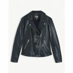 JAEGER Leather Jacket Women Navy