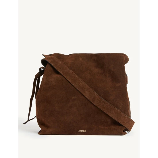 JAEGER Suede Drawstring Bucket Bag Women Chocolate Mix 6 JAEGER Suede Drawstring Bucket Bag Women Chocolate Mix - Image 6