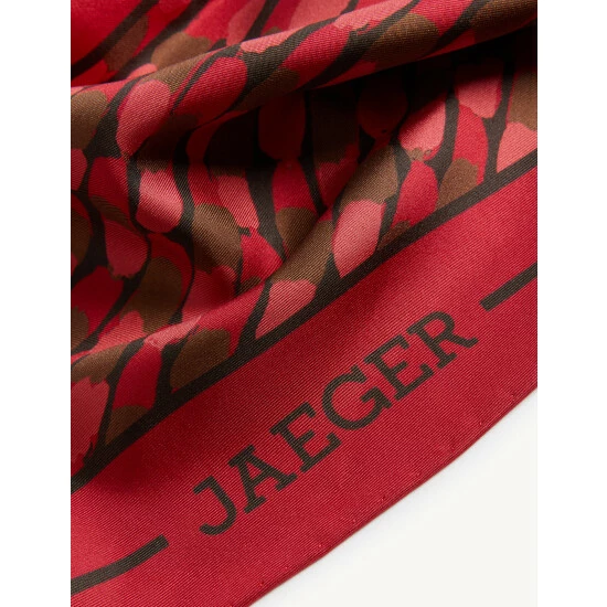 JAEGER Pure Silk Printed Square Scarf Women Pink Mix 5 JAEGER Pure Silk Printed Square Scarf Women Pink Mix - Image 5