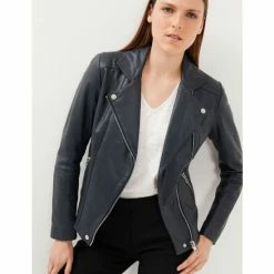 JAEGER Leather Jacket Women Navy -JAEGER Shop unnamed file 1174