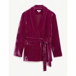 JAEGER Velvet Belted Blazer With Silk Women Pink